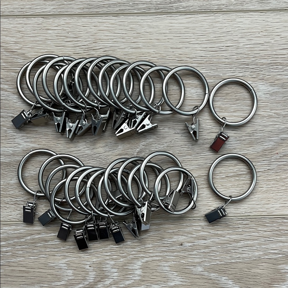 28 Matte Nickel Metal Key Rings with Clips